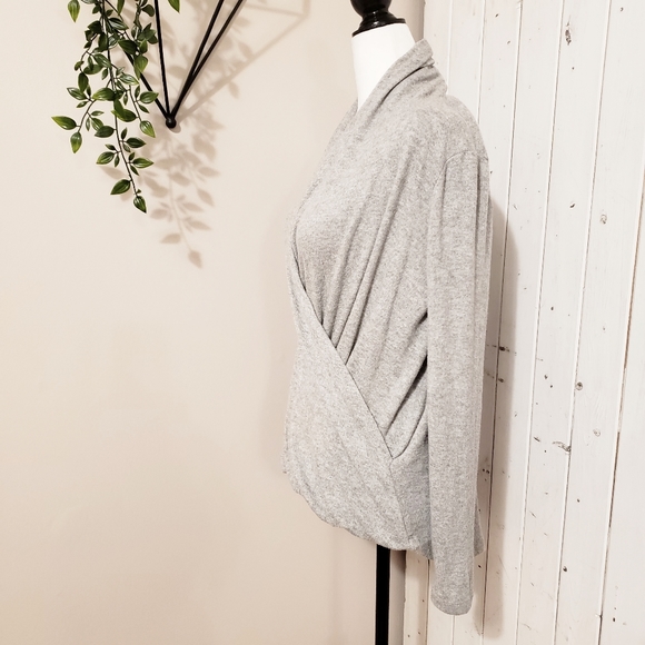 PHILOSOPHY | SOFT WRAP FRONT SWEATER GREY OVERSIZED - Picture 4 of 9